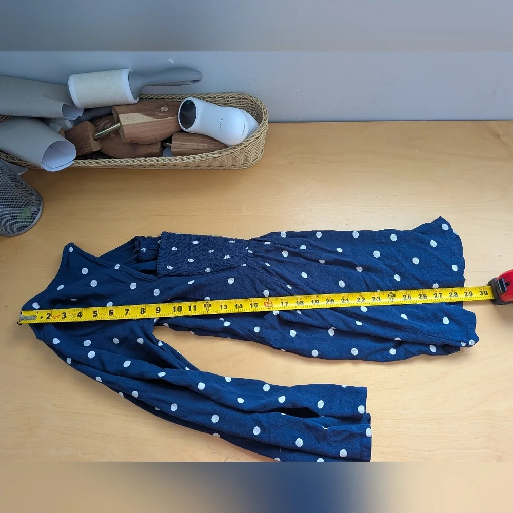 AMERICAN EAGLE Women Romper Shorts Long Flare Sleeves Polka Dot Size M Navy Blue - Picture 13 of 14